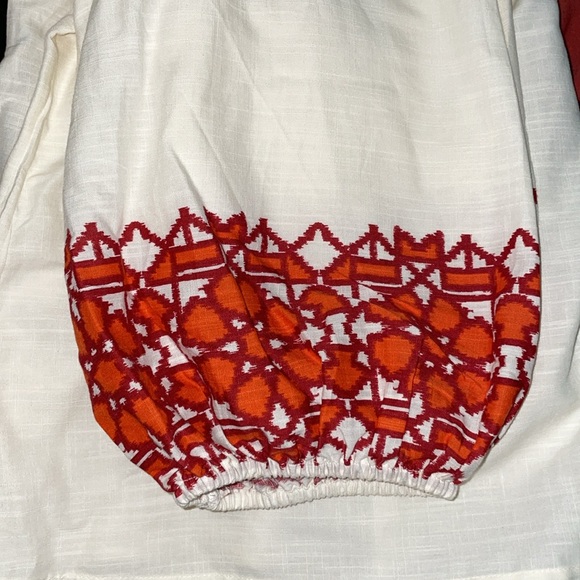 Knox Rose Red and White Embellished Blouse with Mandarin Collar - Picture 6 of 6